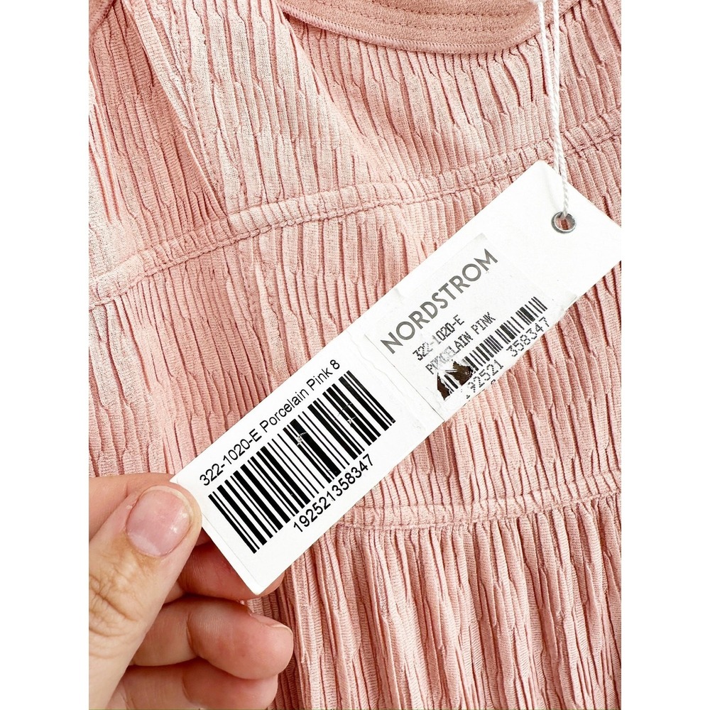 Jonathan Simkhai Celleste Plisse Knit Porcelain Pink Midi-Dress Size 8 NWT - Picture 5 of 7